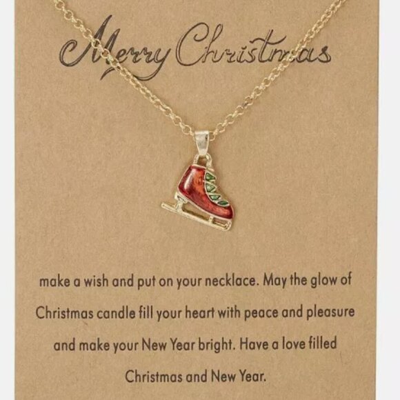 Holiday Christmas Charm Necklace Skate - Picture 1 of 2